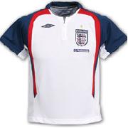 England Bench Poly Polo Shirt - White/Bright Navy/Vermillion - Kids