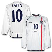 01-03 England Home L/S Shirt Deutschland V England Emb + No.10 Owen