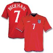 02-03 England Away Shirt + No.7 Beckham