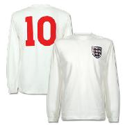 1966 England Home L/S Retro + No.10 - White