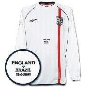 2002 England H L/S V Brasil Emb. + Wc Logo